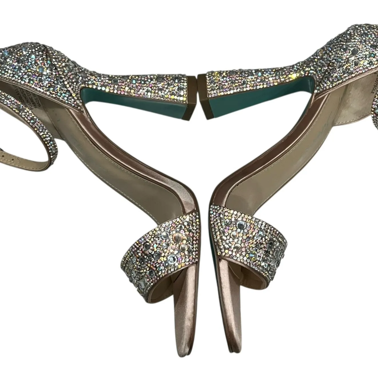 Betsey Johnson Dani Evening Sandals 7 Ankle Strap Rhinestone Sparkle Heels Glam - Image 8
