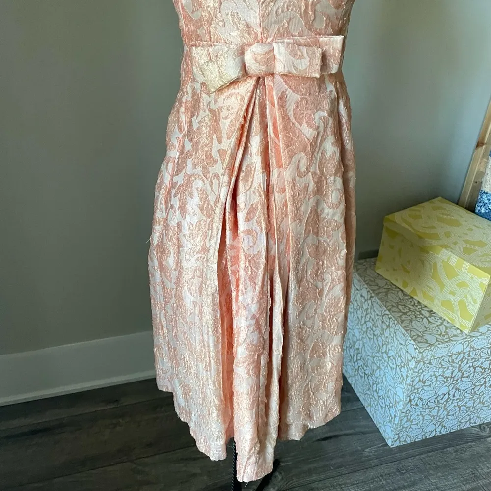 VINTAGE 1960s pink brocade babydoll dress Size 0P - Image 5