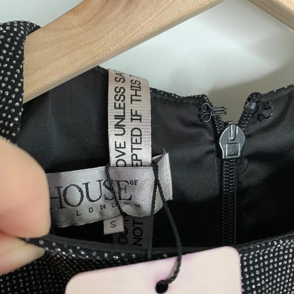 House of CB Gisella  Mini Longsleeve Beaded Dress Womens New Small - Image 11