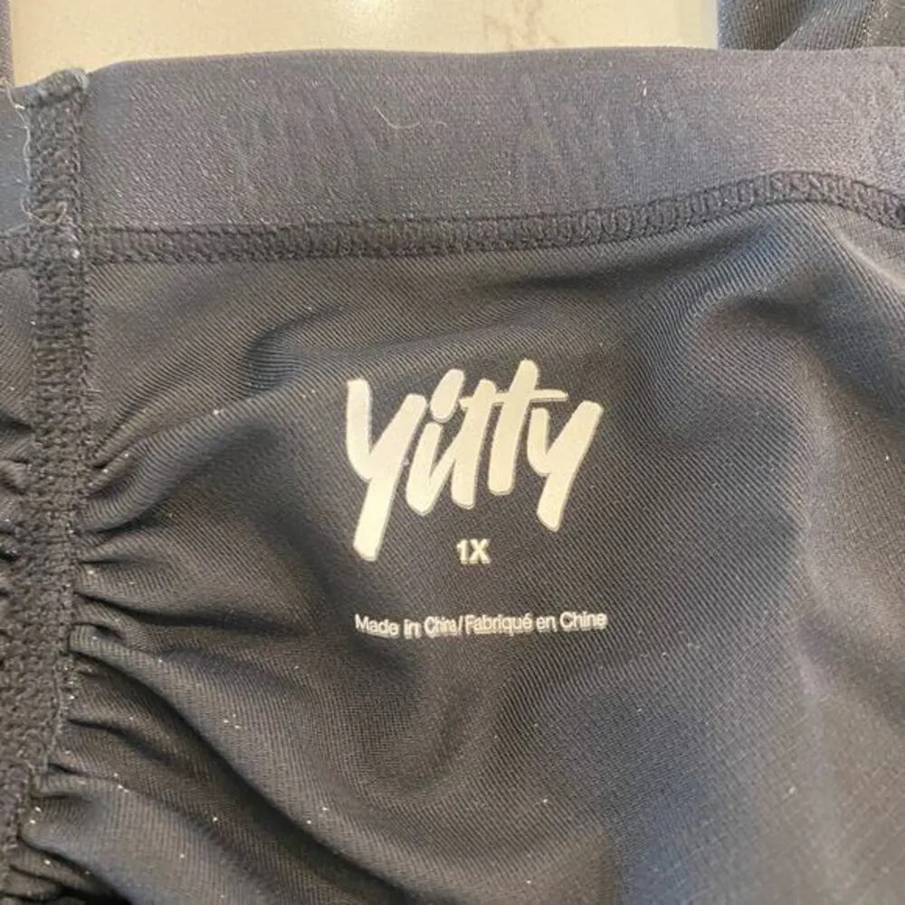 YITTY NWT  Spotlight Ruched‎ Leggings Black Sparkles Size 1X - Image 9