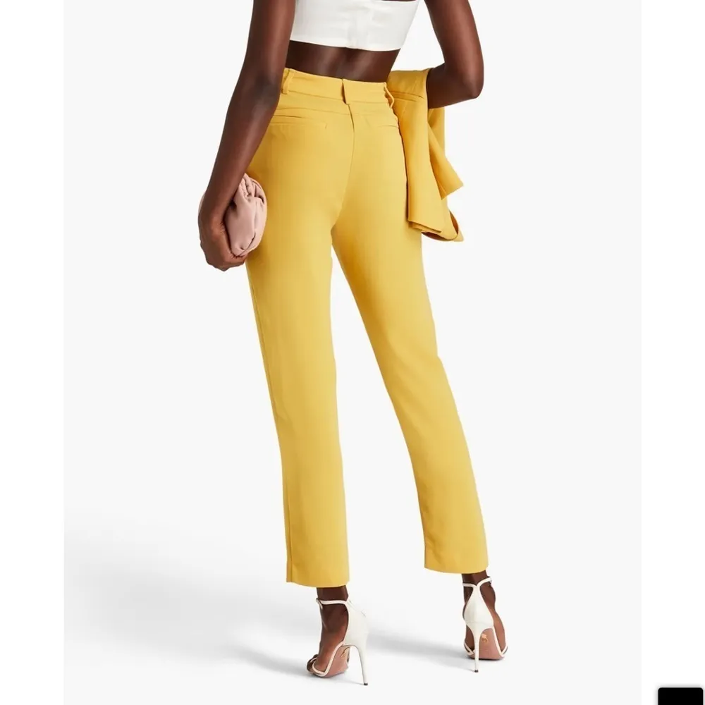 DVF DIANE VON FURSTENBERG Yellow Pants 15 Wilder crepe tapered Leg Ankle Elegant - Image 3
