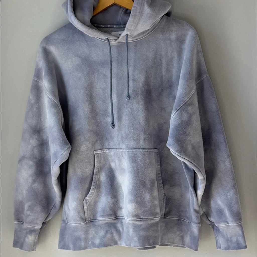 Aritzia TNA Cozy AF Fleece Tie Dye Boyfriend Hoodie Sweatshirt Purple Size M - Image 3