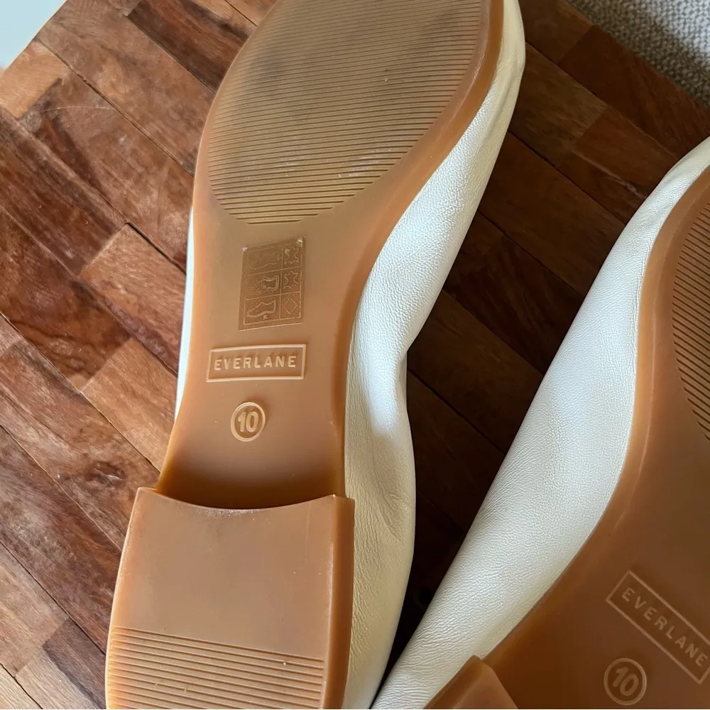 Everlane Italian Leather The 40 Hour Pointed Toe Flats in Cream White Size 10 - Image 12