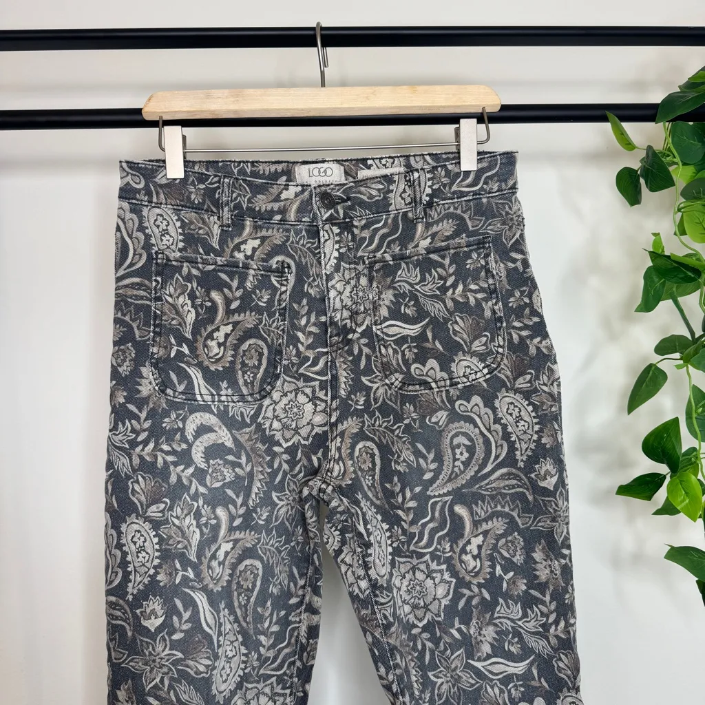 LOGO by Lori Goldstein Boho Paisley Print Relaxed Straight Leg Pants size 6 - Image 2