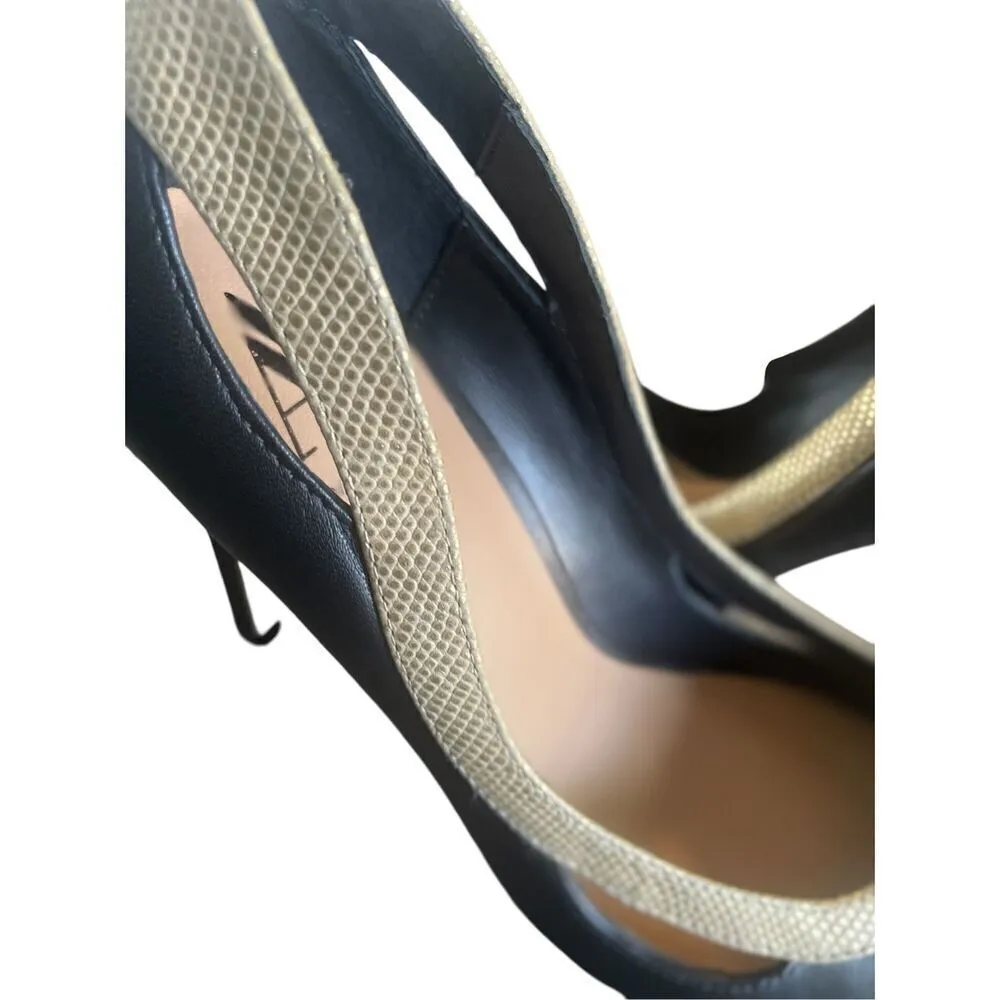 NWOB Ava&Aiden Black/ Gold Leather Pumps/ Stilletos Size 8.5 Black - Image 7