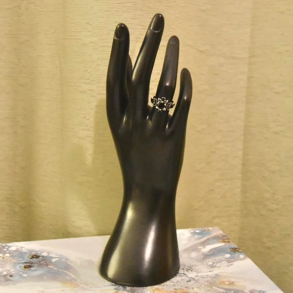 Faux Onyx Crystal Cluster Ring Black - Image 6