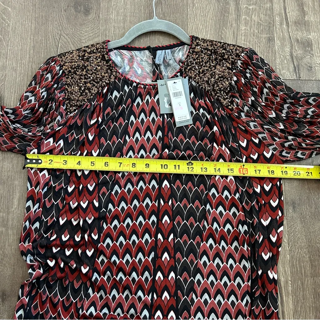 BL^NK London Anthropologie Black Red Sequin Shoulder Metallic Blouse S NWT - Image 13