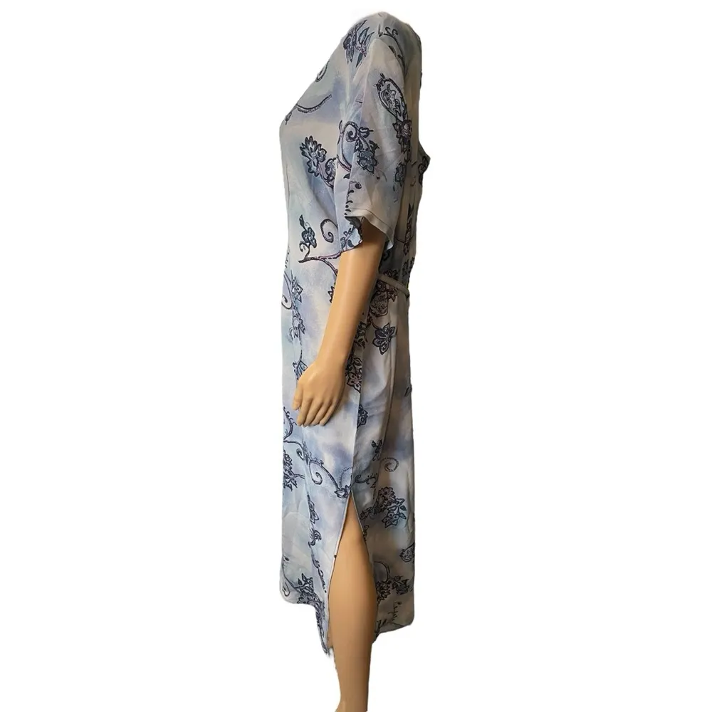 NOS Deadstock Stock Options Vintage Y2K Plus Size Hippie Eclectic Floral Dress Blue - Image 3