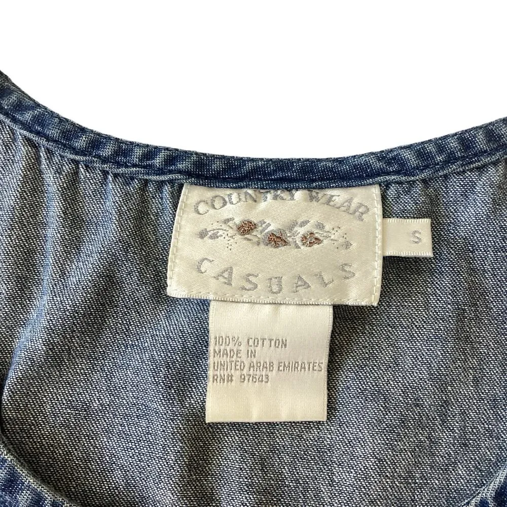 Vintage Country Wear Casuals Denim Dress Set Blue - Image 6