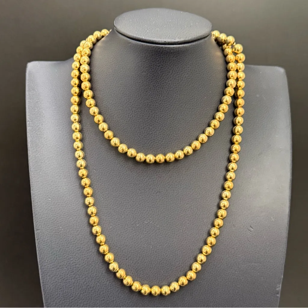Vintage NAPIER Signed Gold Tone 6mm Ball Bead Chain 30” Necklace 49g. - Image 4