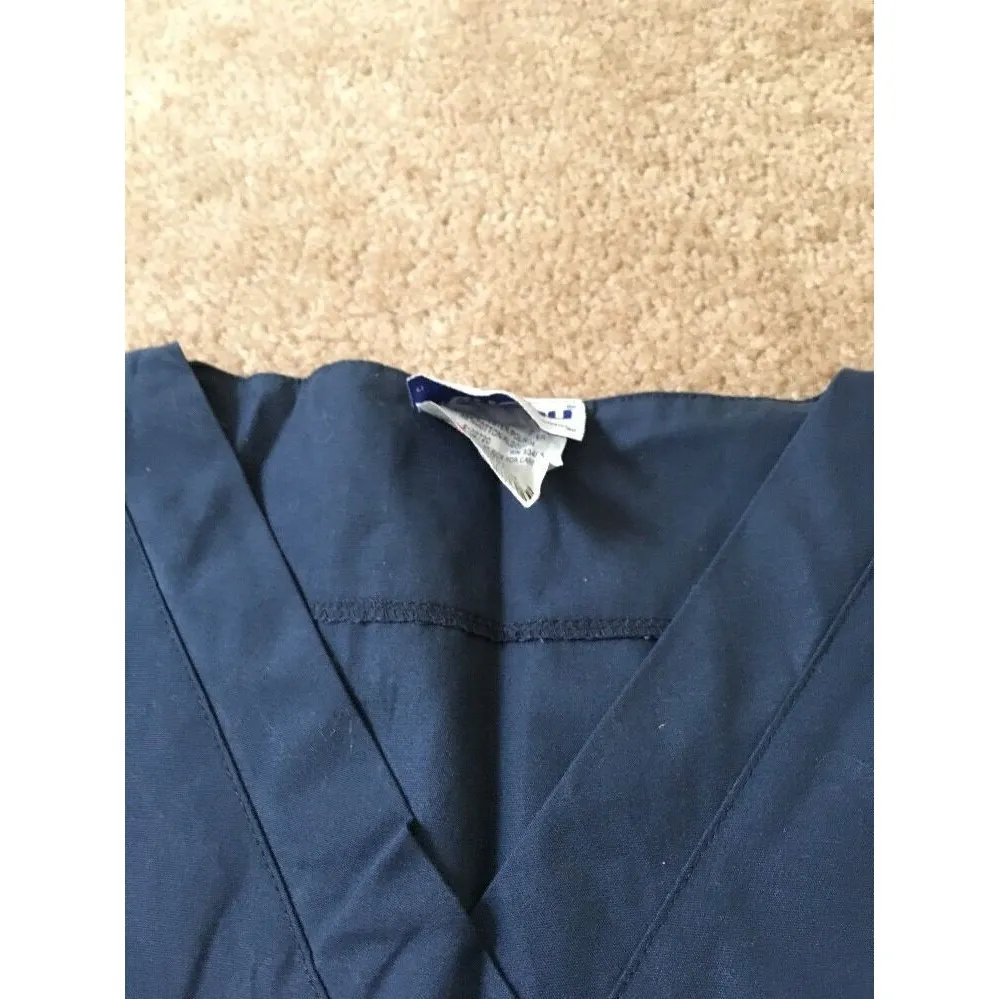 Landau Adult Unisex Uniform Scrub Top Pockets Nurse Medical Size S Navy Blue - Image 4