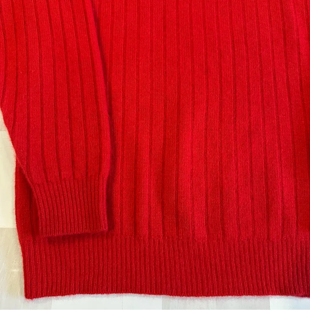 vintage 90s y2k rf angora rabbit lambswool blend red ribbed jumper knit sweater - Image 2