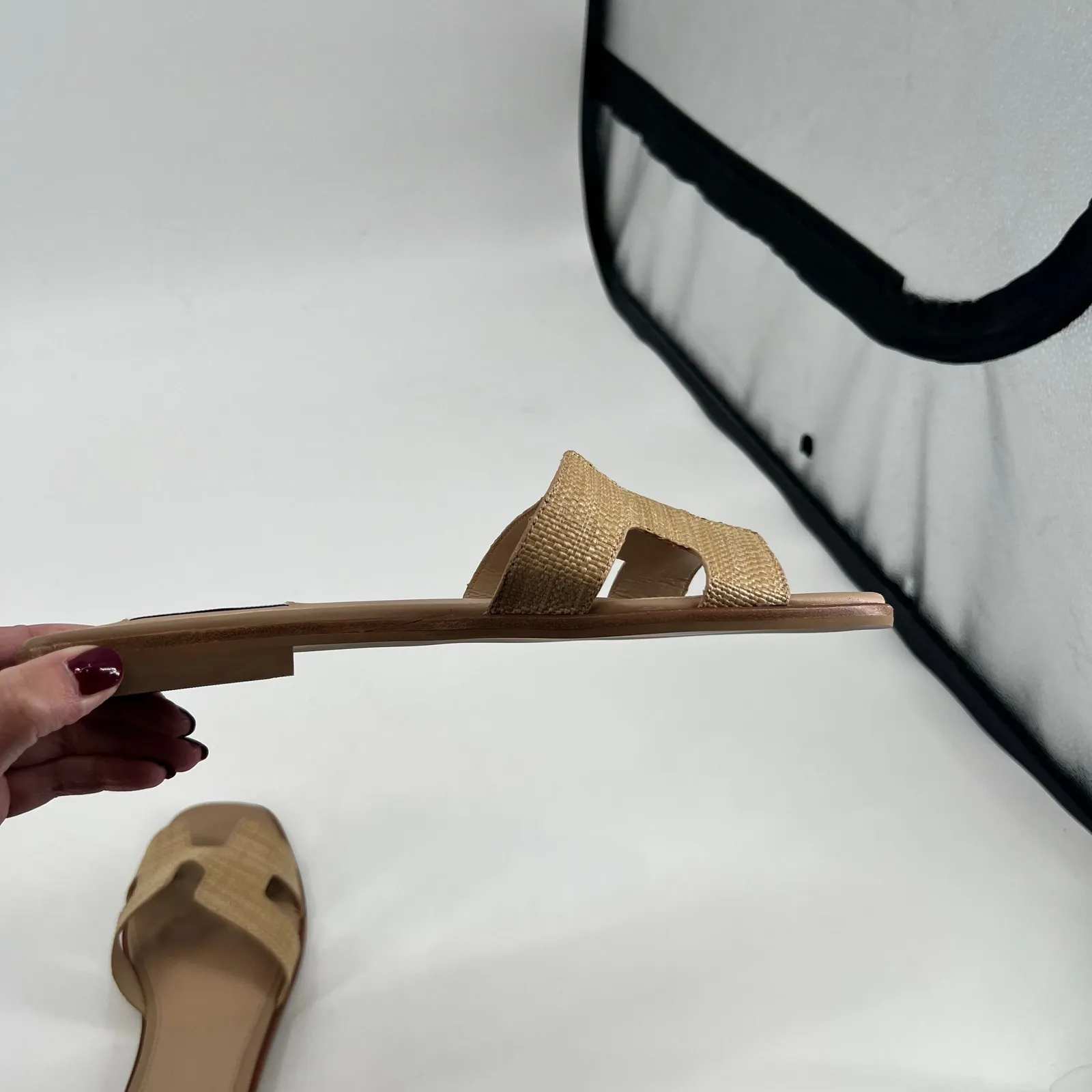 STEVE MADDEN HADYN Sandals Raffia slip on tan beige summer neutral size 11 - Image 6