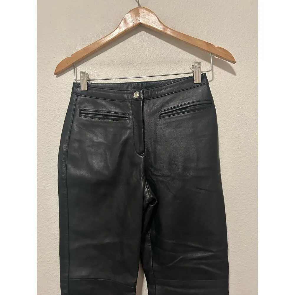 Vintage Hugo Buscati Black Leather Pants Womens Size 2 Moto Grunge Goth Punk - Image 5