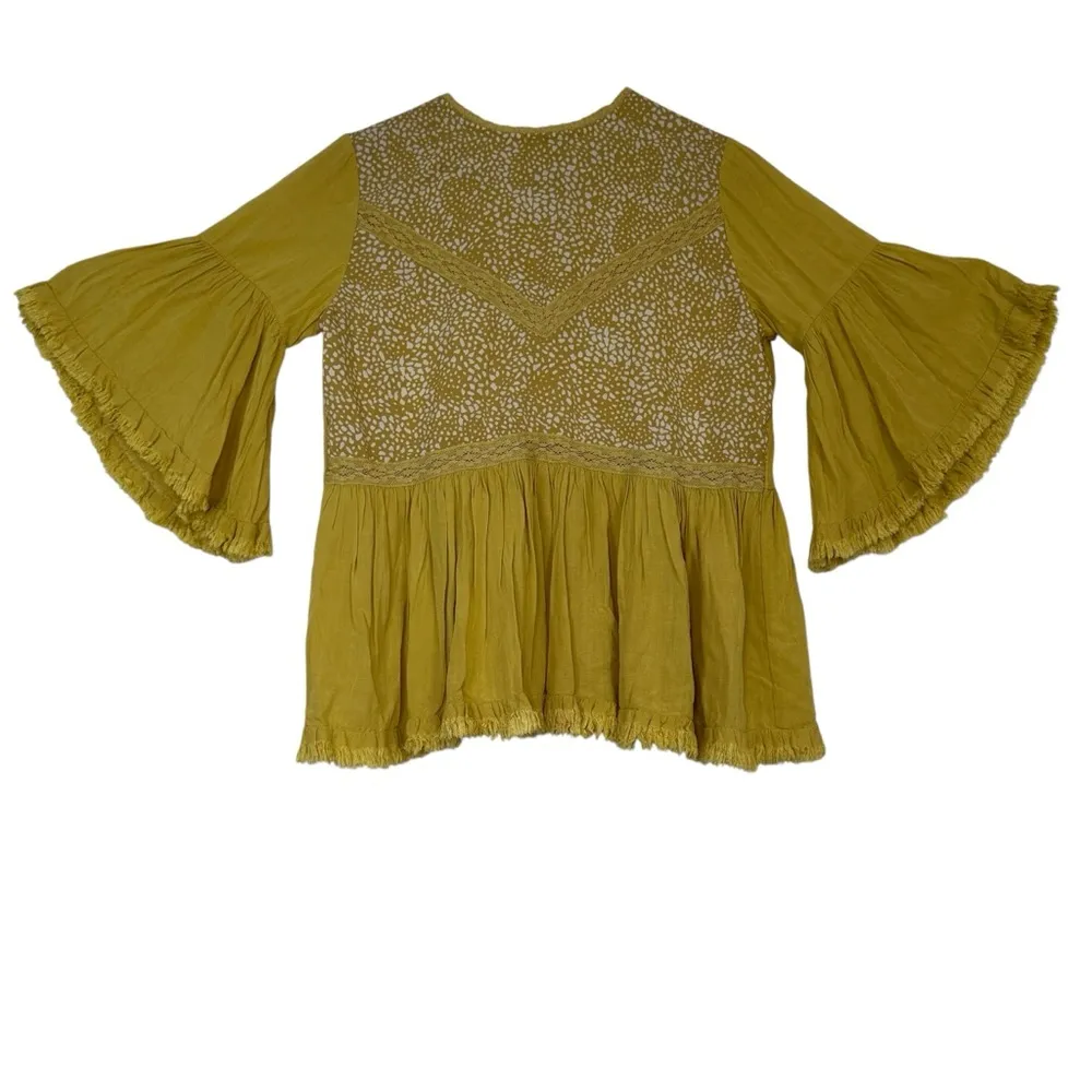 Umgee Mustard Flared Long Sleeve Blouse Size S-M - Image 2