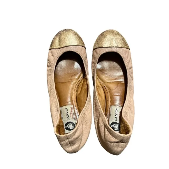 Pink and Gold Lanvin Flats Size 6 - Image 2