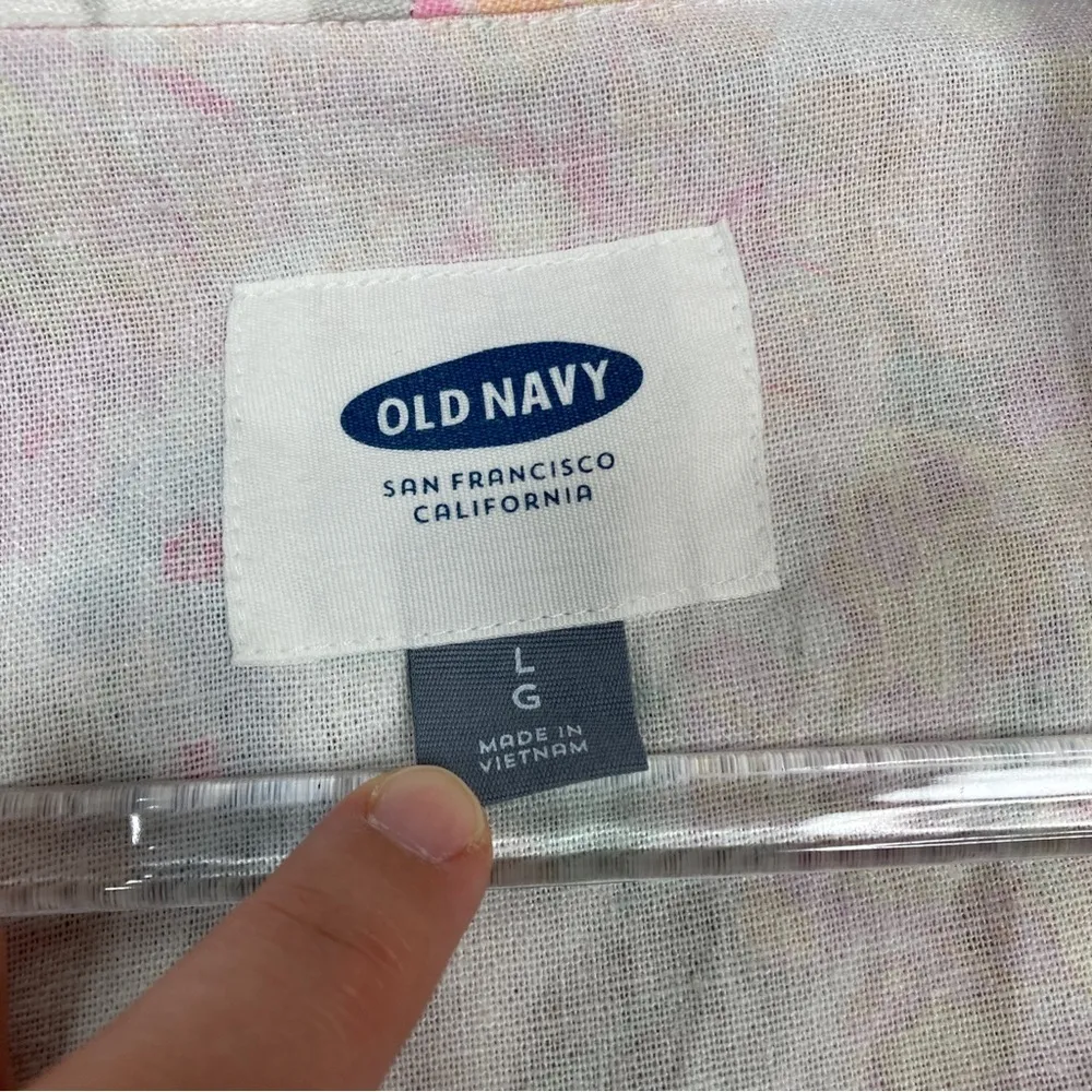 3/$30 Old Navy | Linen Blend Floral Pastel Open Front Blazer L - Image 3