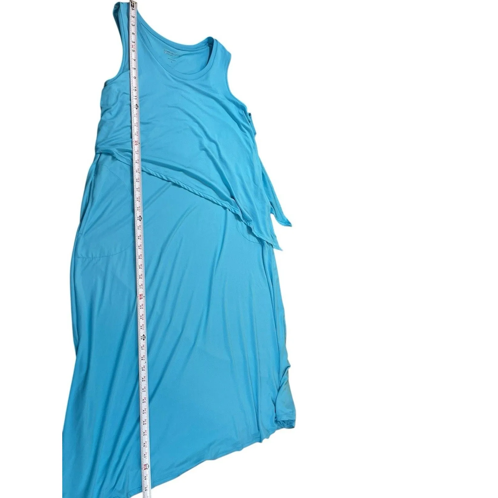 Comfort Code by Cuddl Duds Dress Large Blue Sleeveless Asymmetrical Layered - Image 7