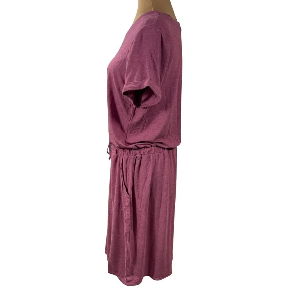32 DEGREES Women's Soft Lux Knit Dress Elastic Waist Pink Size L Large - Image 2