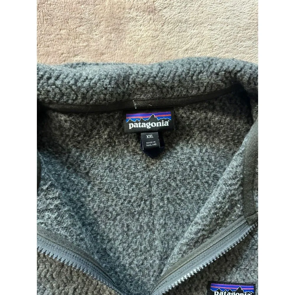 Patagonia Men‎ Retro Deep Pile Fleece Jacket 1/4 Zip Gray Outdoors Sherpa Sz 2XL - Image 4
