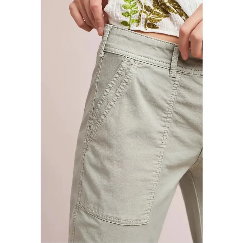 Anthropologie The Wanderer Eyelet Utility Pants Boho Sage Green Anthro Size 29 - Image 8
