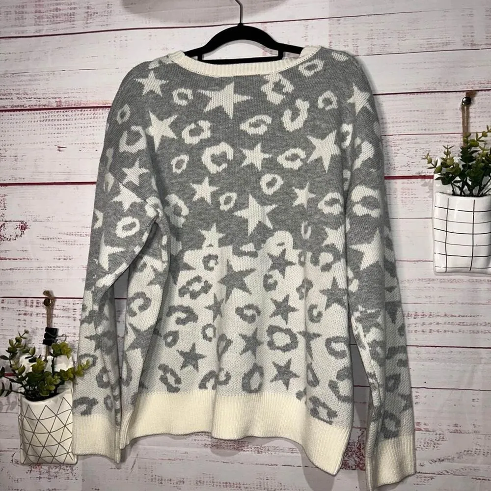Andree by Unit Andrée by Unit Star & Leopard Print Women’s Boutique Sweater 1X - Image 3