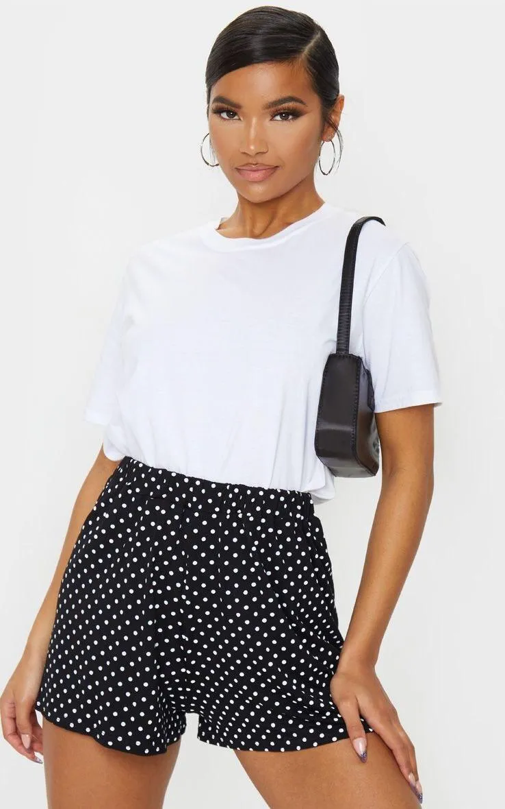 Black Jersey Floaty Polka Dot Shorts - Image 2