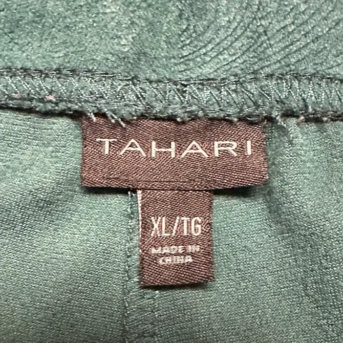 Tahari Womens XL Velour Pajamas Emerald Green Button Front Top Pants Embossed - Image 8