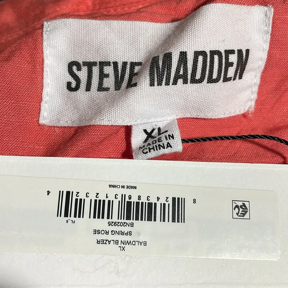 Steve Madden Baldwin Blazer Spring Rose XL(12) NWT Boxy Shlder Pads Dbl Breasted - Image 3