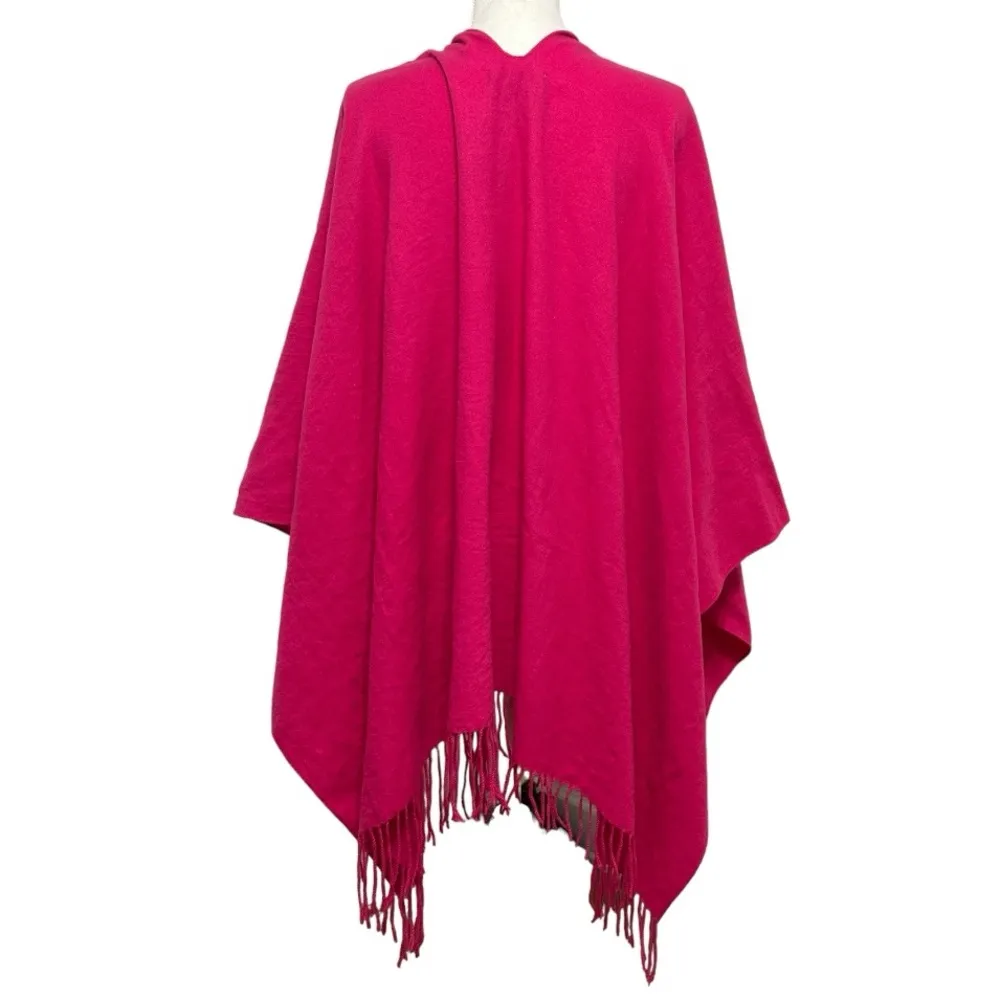 Fuchsia Solid Pink Shawl with Fringe NWT - Image 3