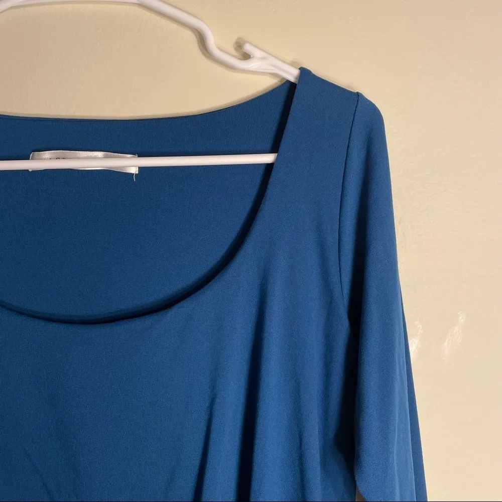 Susana Monaco Dark Turquoise Formal Long Sleeved Scoop Neck Ruched Dress - Image 2