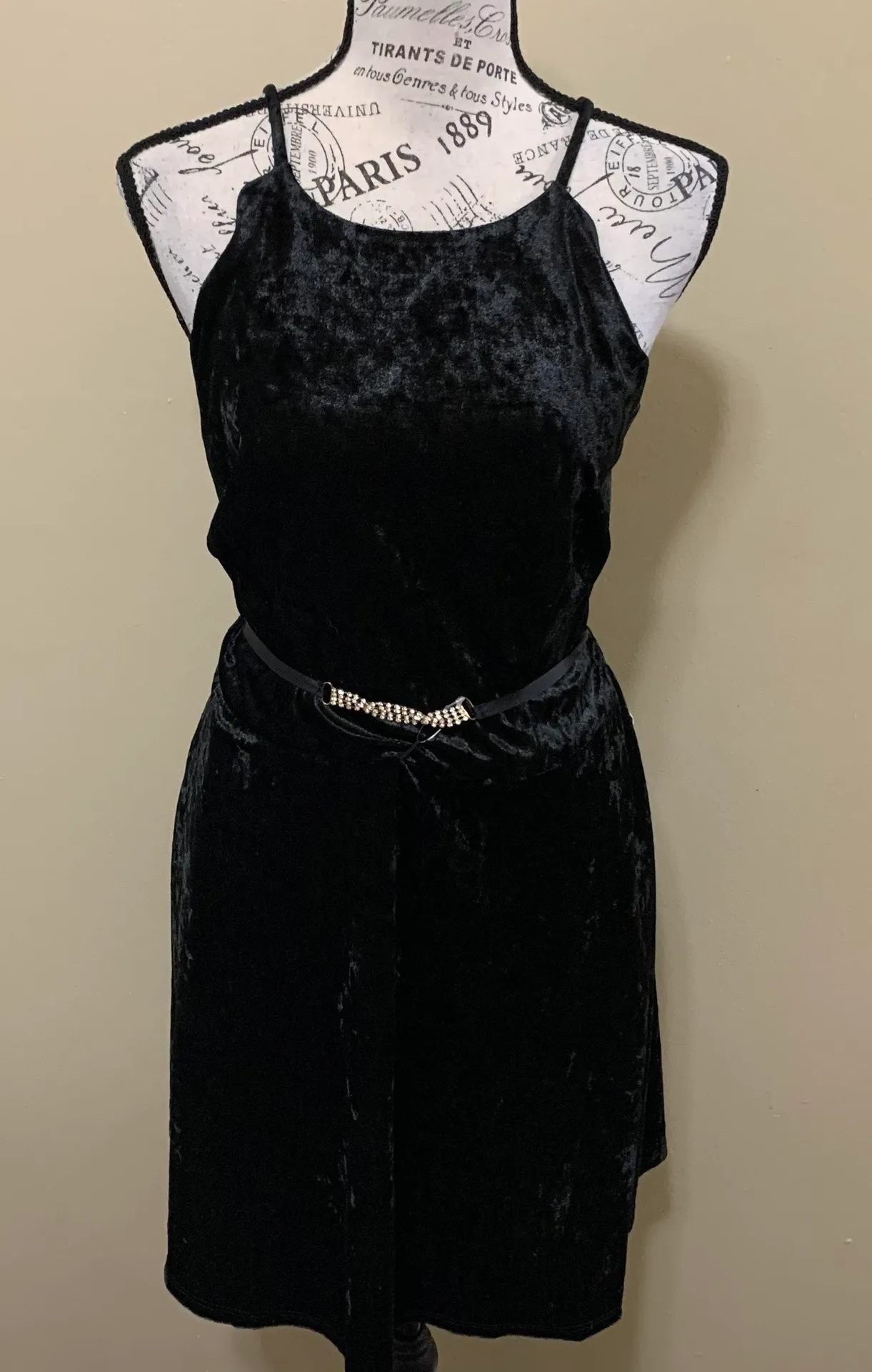 BCX Black Belted Velvet Fit & Flare Dress Size 5 - Image 4