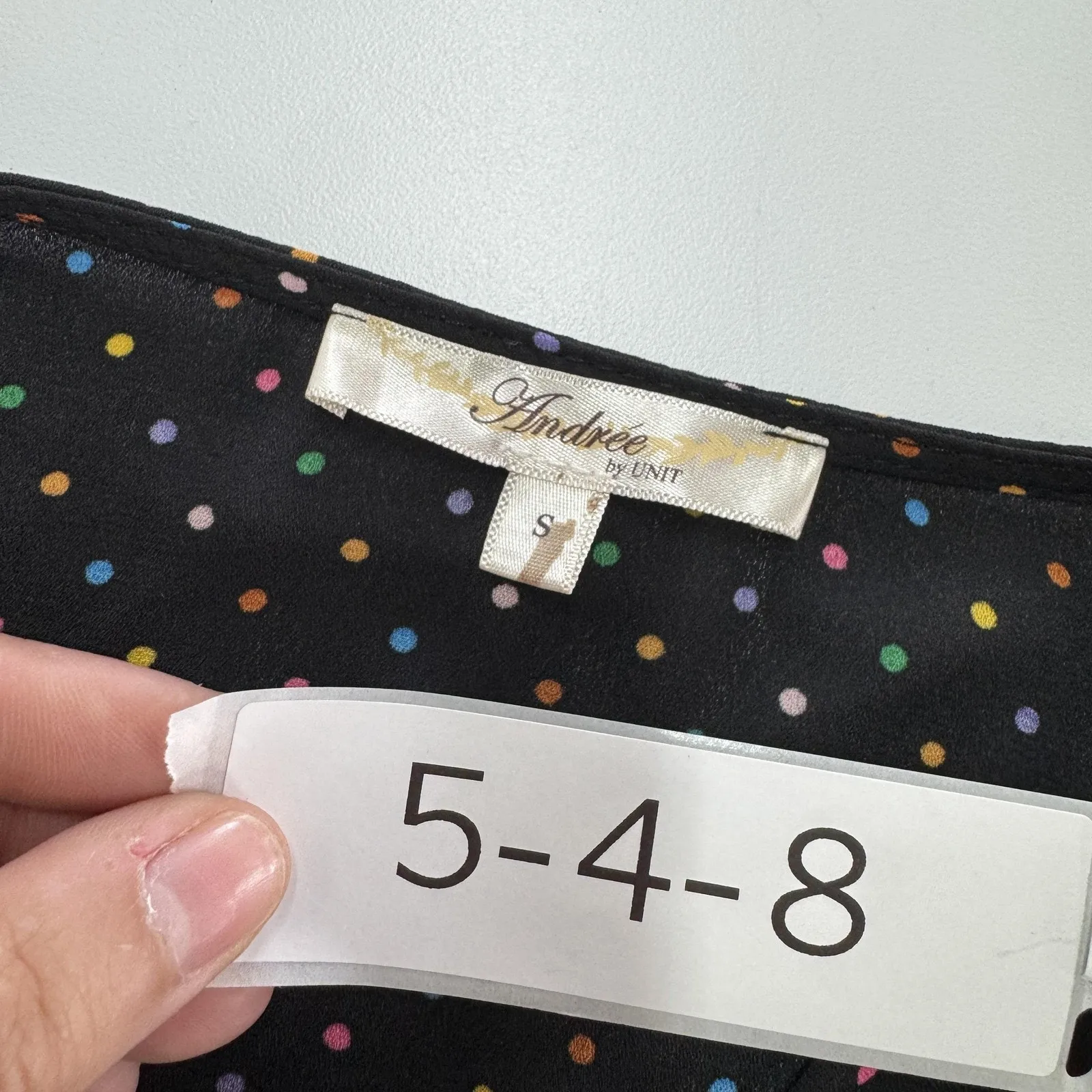 Andree by Unit Blouse Womens Small Black Polka‎ Dot Long Sleeve Polyester Top - Image 4