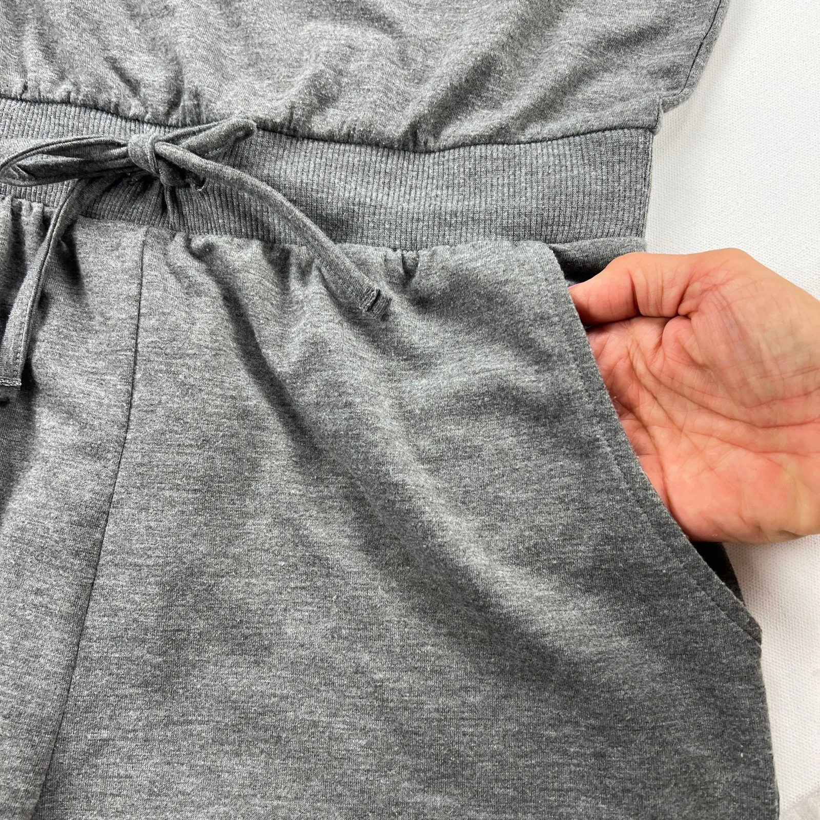 Bebe  One Piece Soft Jersey Knit Romper Ombré Crystal Logo Gray Pull On Size M - Image 8