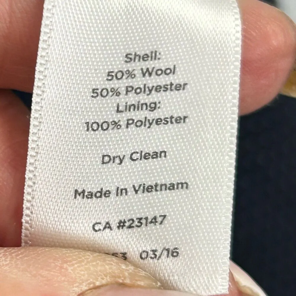 Talbots Blazer Navy Blue Wool Blend Polka Dot Jacket Blazer Size 12 - Image 11