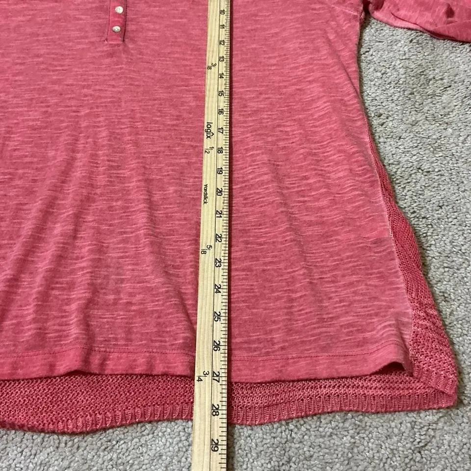 Ariat Women's Coral Pink Henley Long Sleeve Textured Knit Top XXL - Image 6