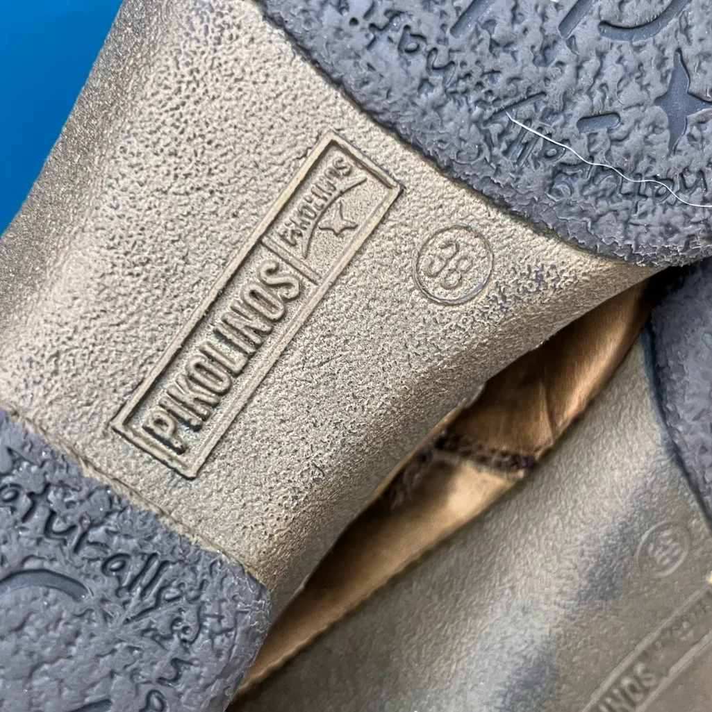 PIKOLINOS Whipstich Brown Leather Square Toe Wedge Boots Size 38 Women’s 7.5 - Image 10