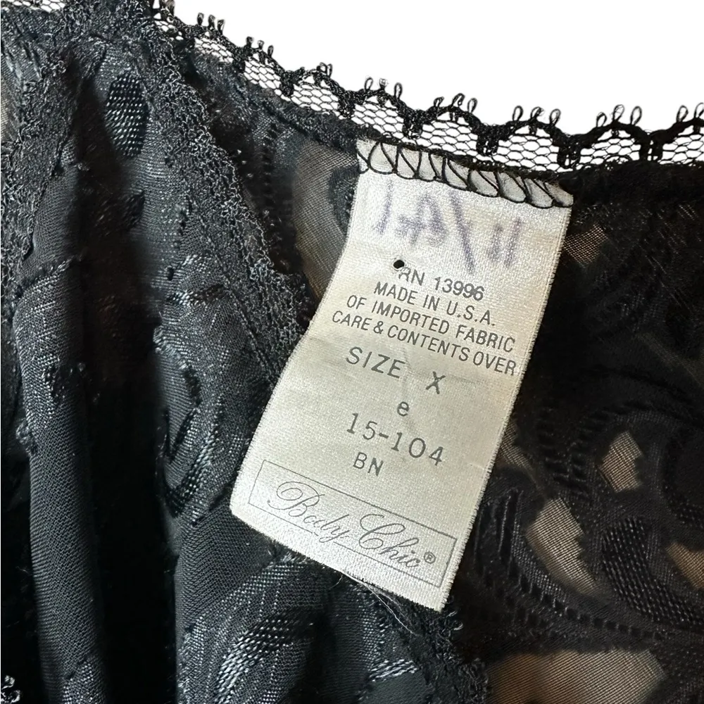 Vintage Sheer Chiffon Velvet Burnout Lace Cami Top Fairy Goth Size Large Black - Image 4