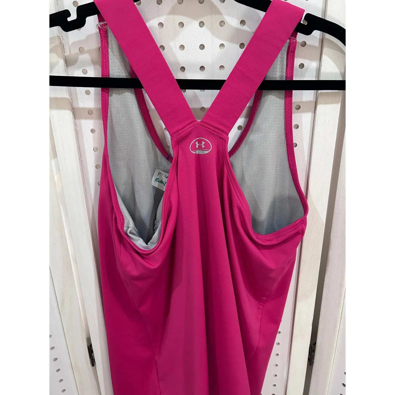 Under Armour Fitted Heatgear Tank Top Womens Large Pink Athletic Workout - Image 5