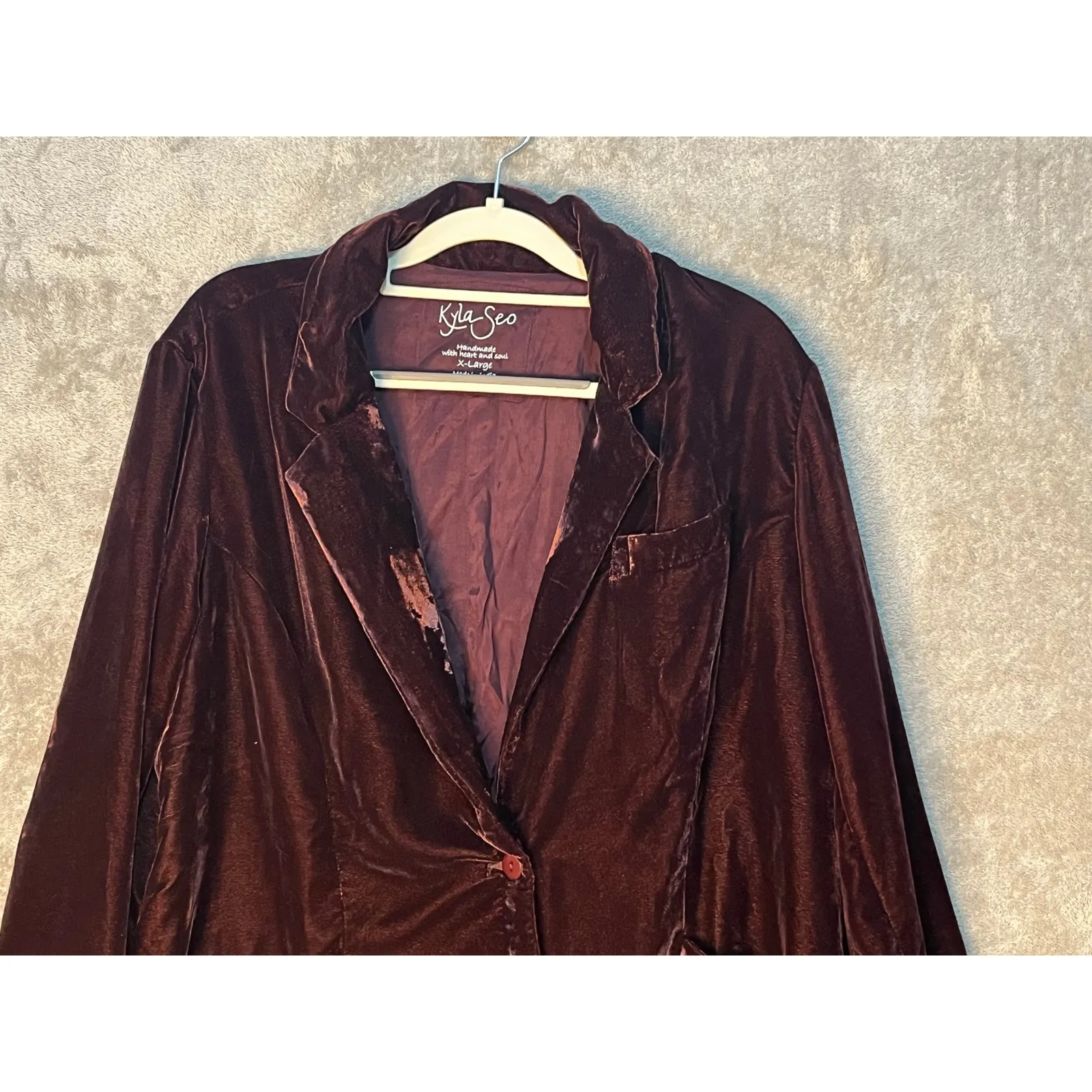 Kyla Seo Jasper Jacket XL Burgundy Oxblood Velvet Blazer Whimsigoth Holidays Red - Image 2