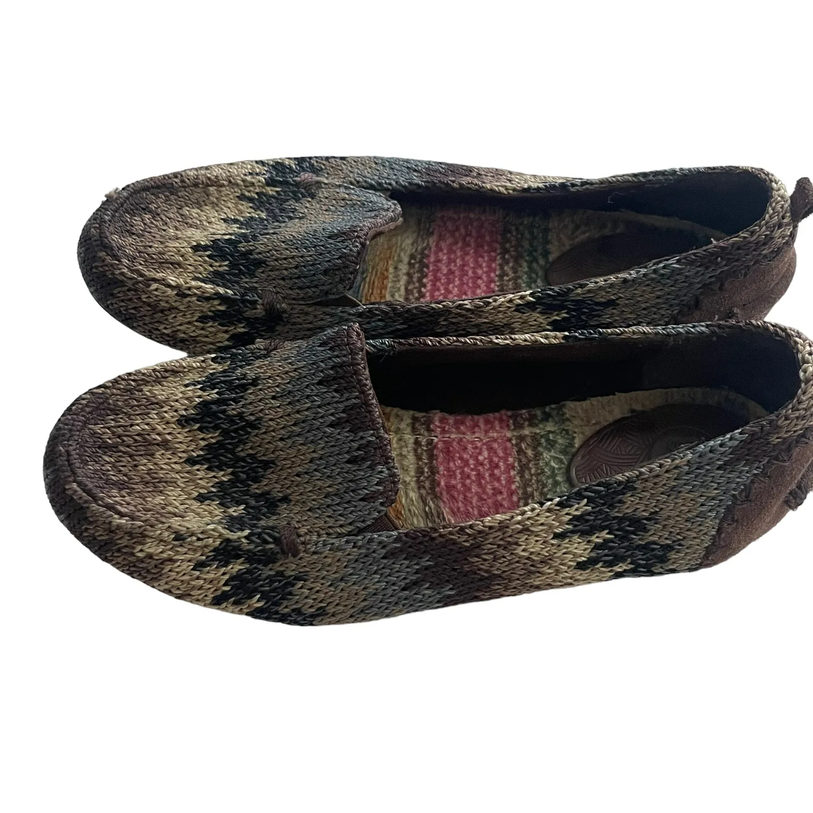 The Sak Women's Size‎ 6 Crochet Woven Brown Black Aztec Flats Loafer Shoes - Image 4