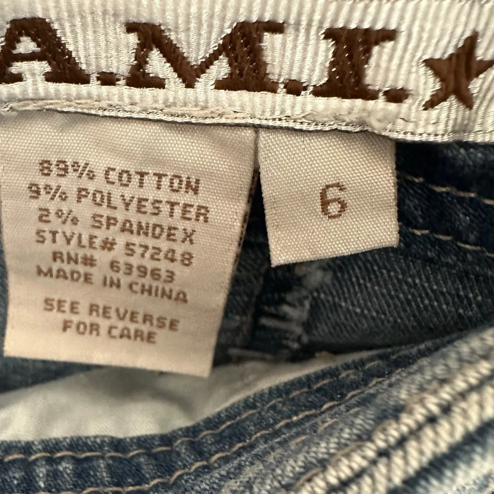 AMI Denim Skirt 6 Beaded Retro Boho Western Midi Blue - Image 2