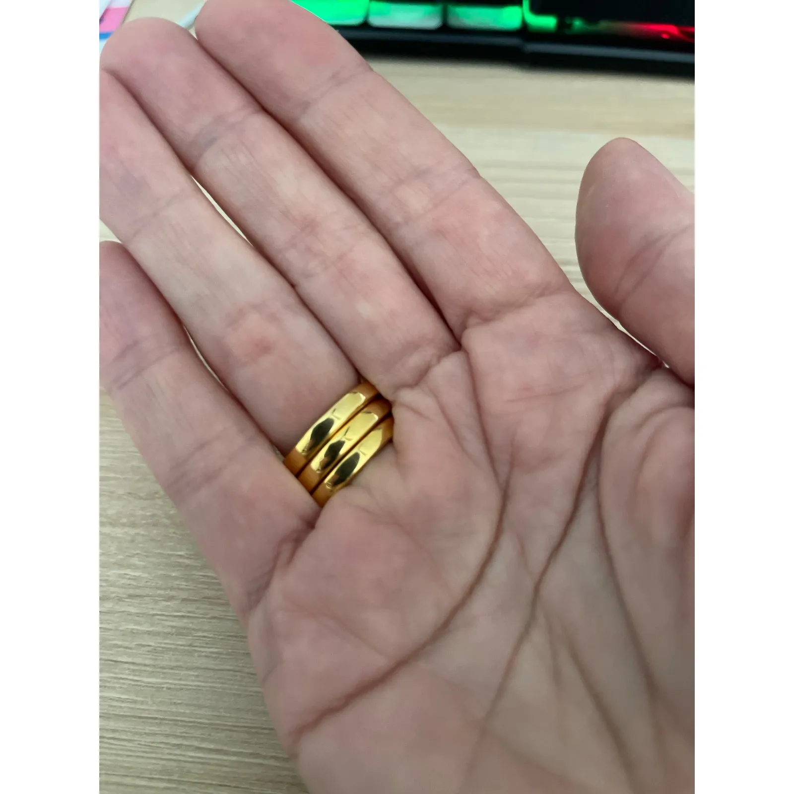 Noir Three Stackable Rings with Colorful Enamel, Size 7 Gold - Image 5