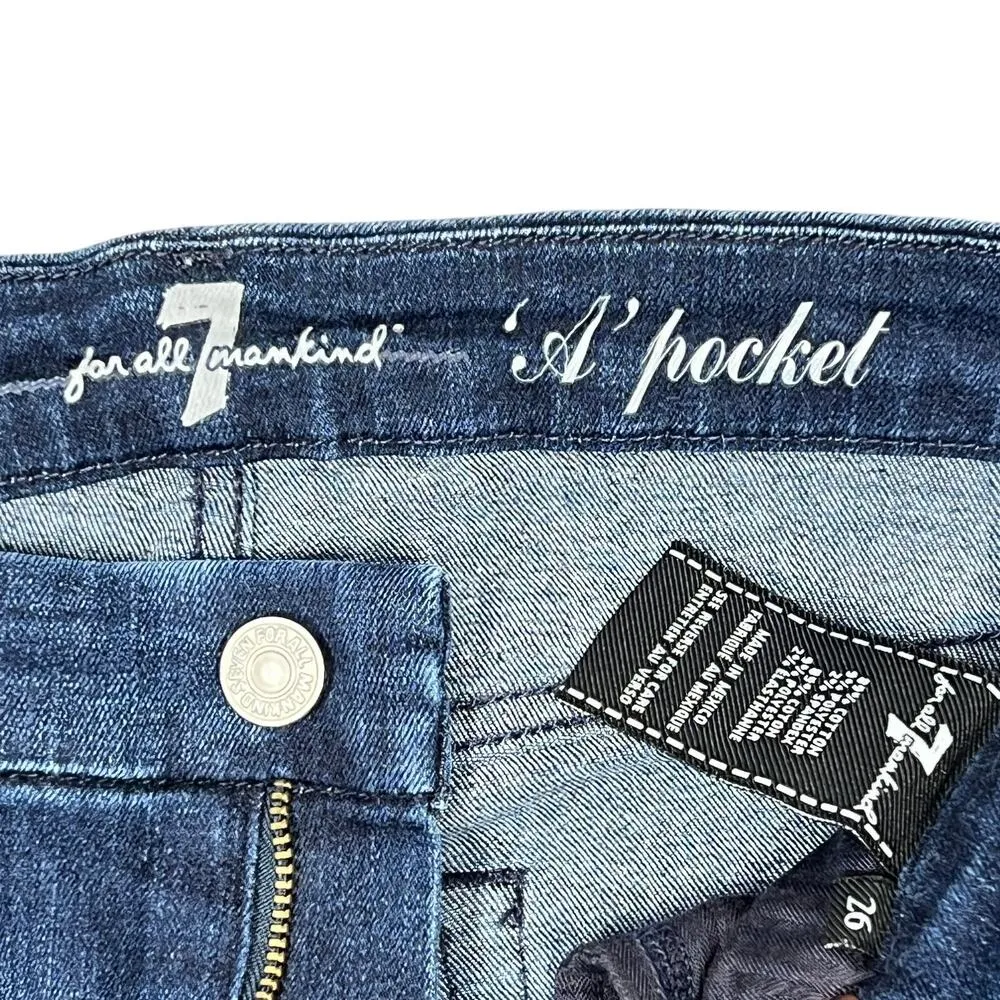 7 for all Mankind A-Pocket Bootcut Jeans Womens 26L Long Dark Blue 7FAM Mid-Rise - Image 4