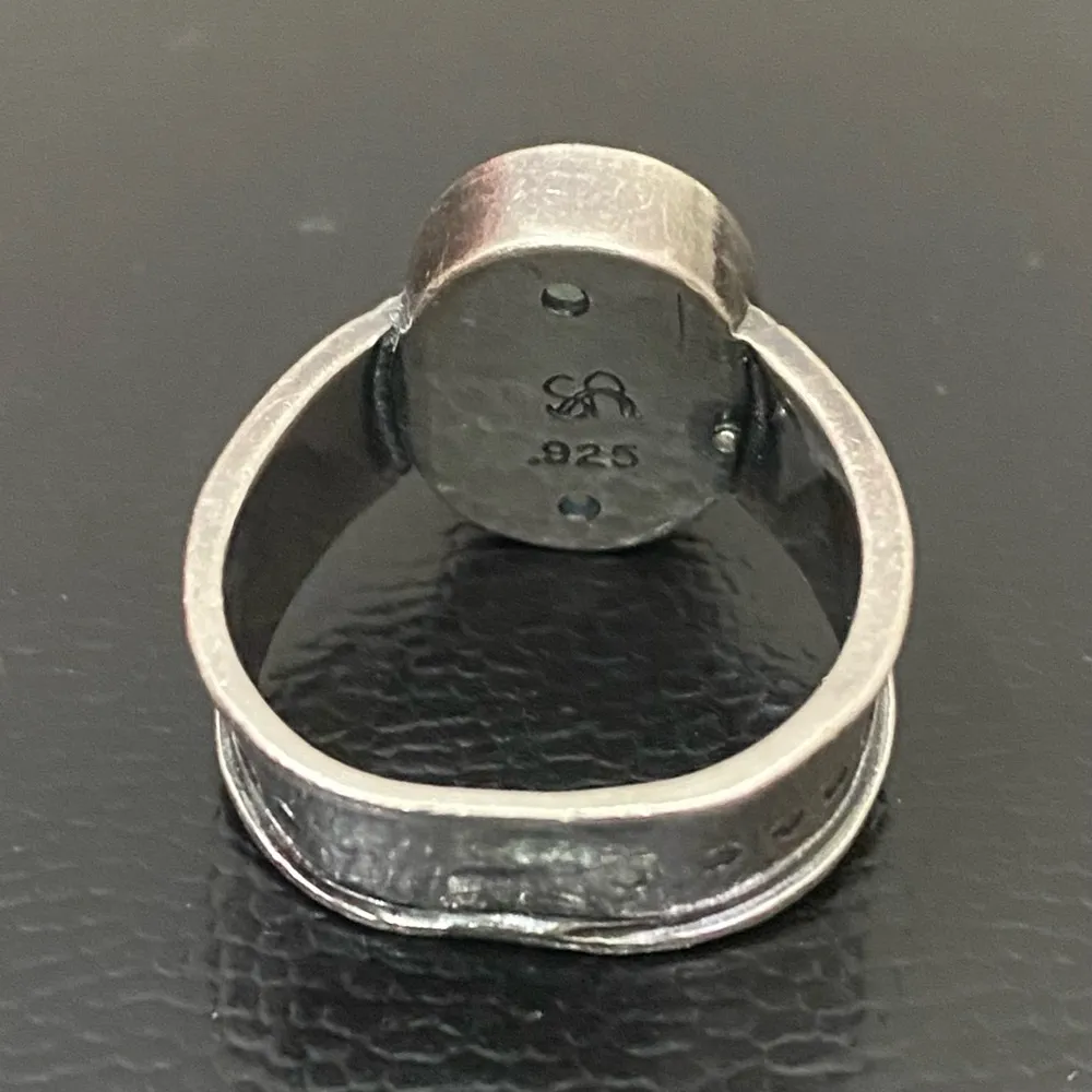 Vintage Native American Signed SA 925 Sterling Silver Blue Teal Stone Ring Sz 8 - Image 5