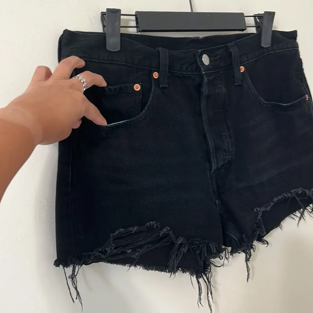 Levi's Lunar Black 501 High Rise Distressed Denim Shorts Size 30 - Image 5