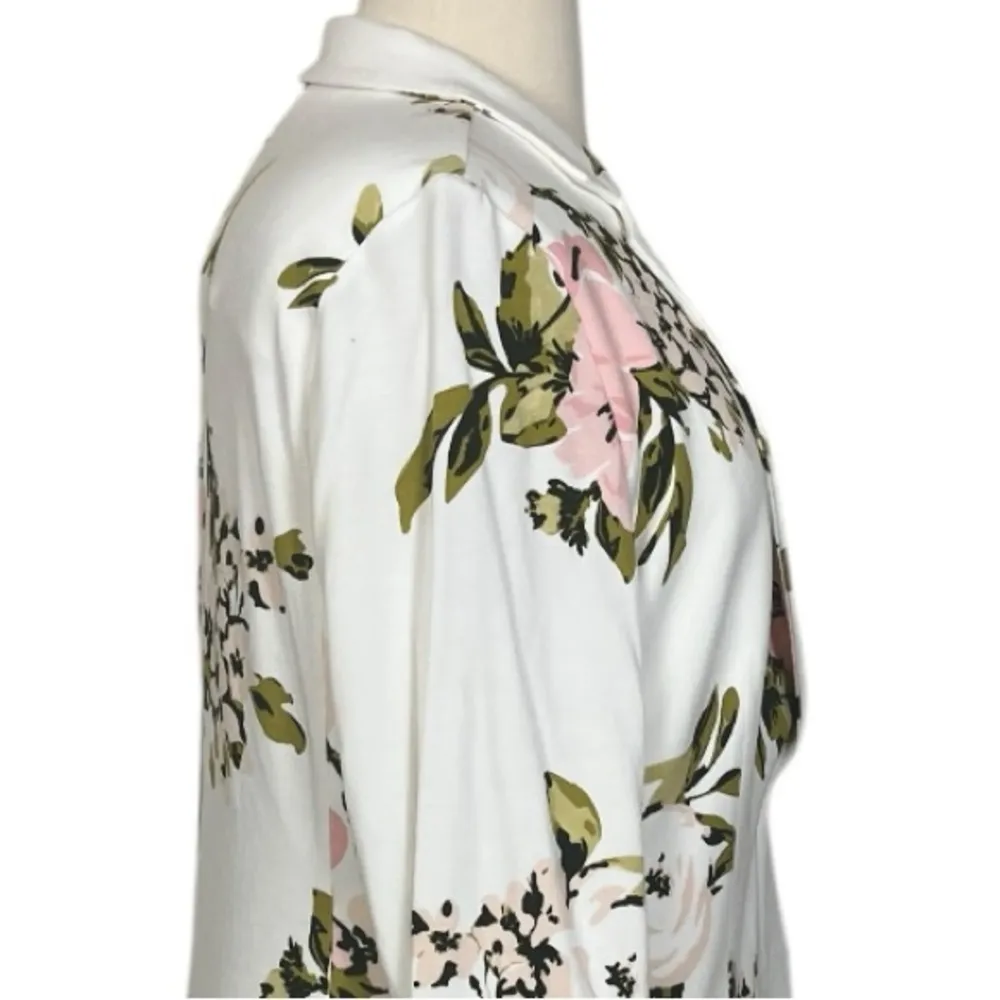 Philosophy Knit Blazer Notch Lapel One Button Cream Pink Floral Women’s Size XL - Image 8