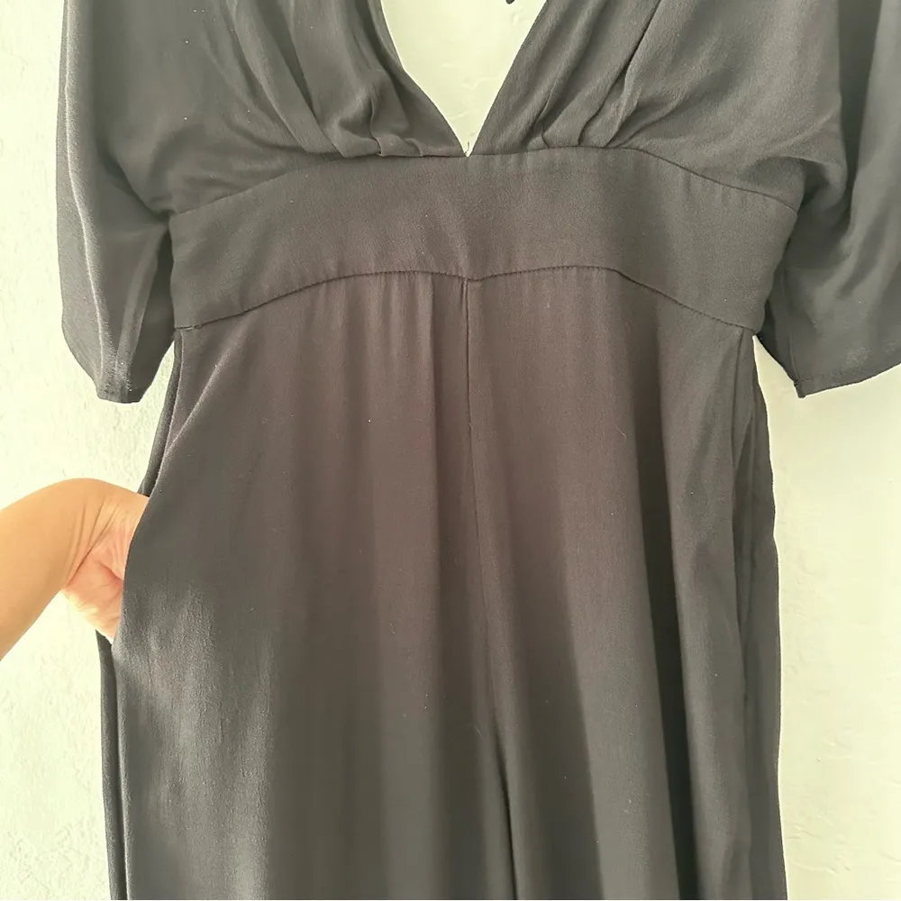 & Other Stories Plunge Neck V-Cut Wide Leg Black Jumpsuit | 4 - Image 12