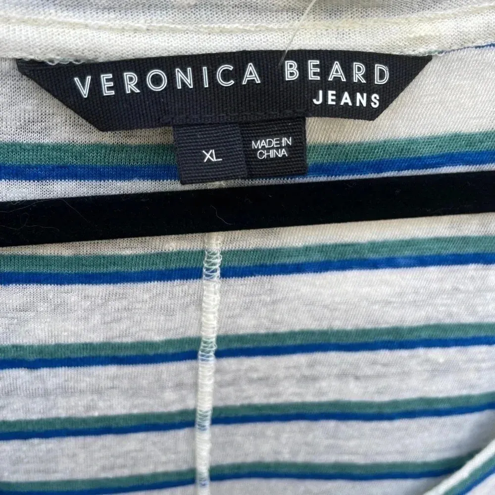 Veronica Beard Linen Arion Muscle Tank Sleeveless Stripe Shirt - Image 7