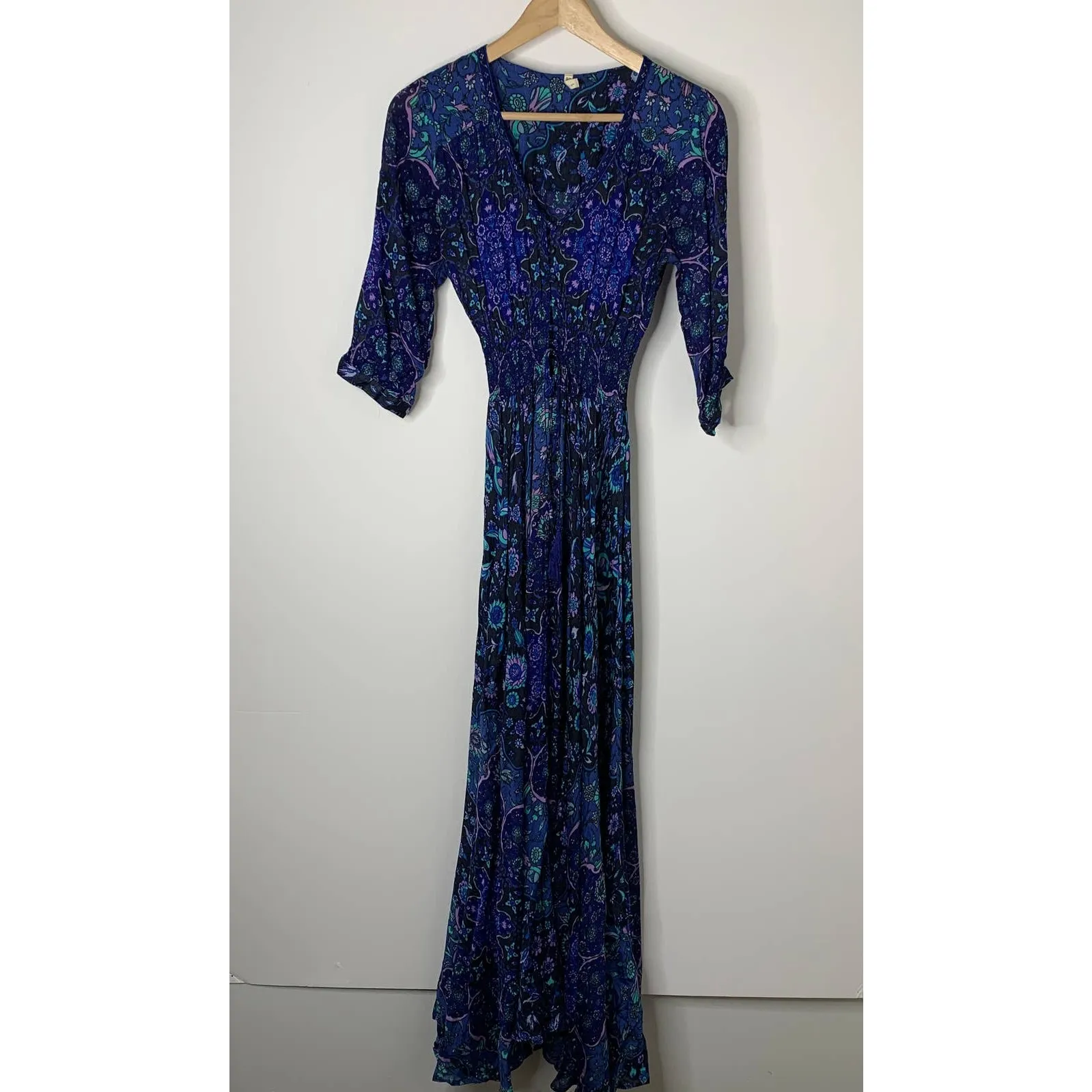 Spell Kiss The Sky Gown XS Bluejay Vintage Duster Lightweight Sheer Boho Purple - Image 3